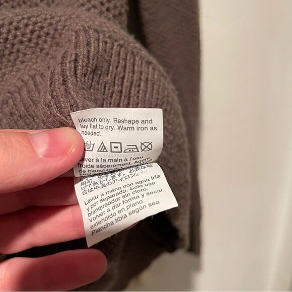 Madewell Sweater XS Olive Green Gray Split Back Waffle Knit Crewneck Pullover - Picture 6 of 9